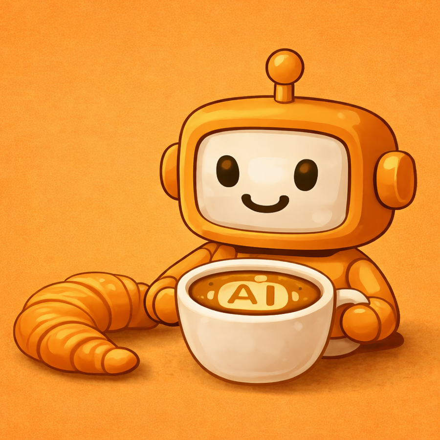 The AI with Breakfast robot mascot